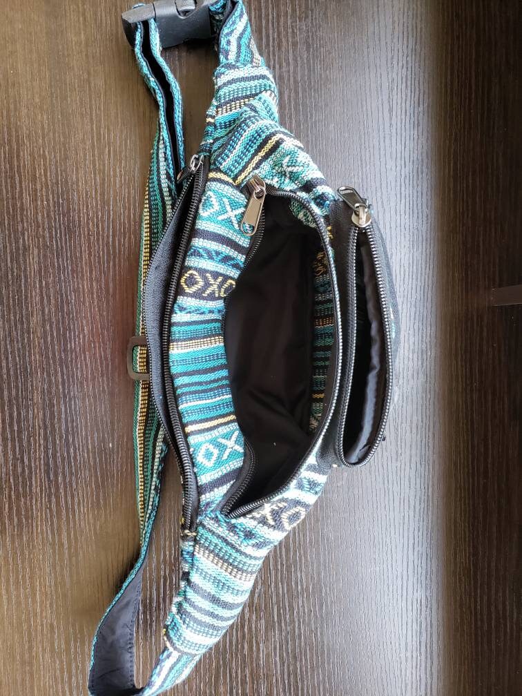 Namaste Handmade Unisex Colorful Fashionable Unique Organic Hemp Bag/Fanny Pack/Bum Bag/Money Bag/Passport Bag