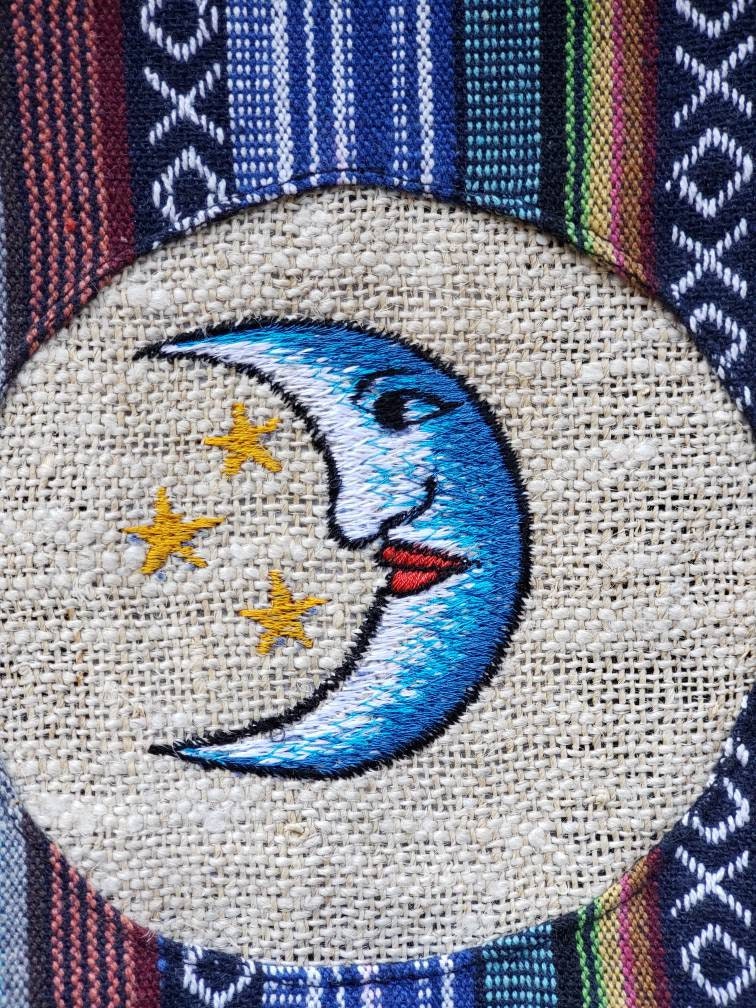 Namaste Blue with blue embroidery Fashionable Unisex Multicolor Natural Gheri with Handmade Organic Vegan Eco-Friendly Backpack.