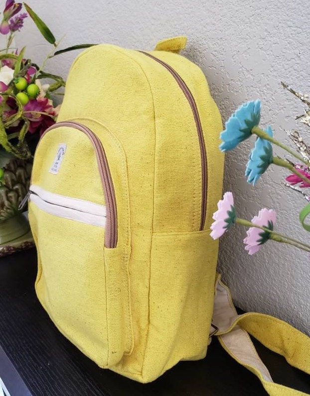 Namaste Fashionable Unisex Yellow Natural Handmade Organic Vegan Eco-Friendly Backpack