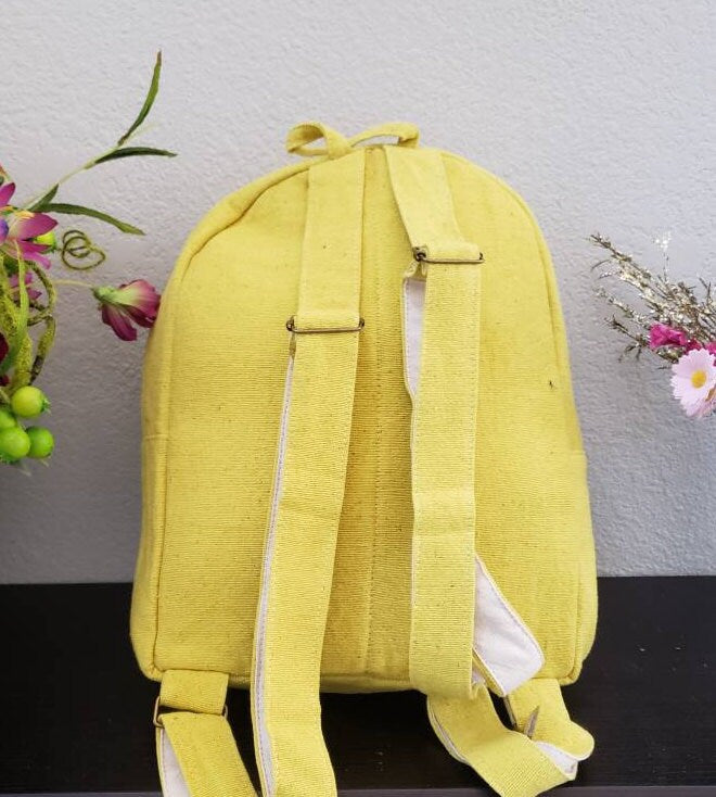 Namaste Fashionable Unisex Yellow Natural Handmade Organic Vegan Eco-Friendly Backpack