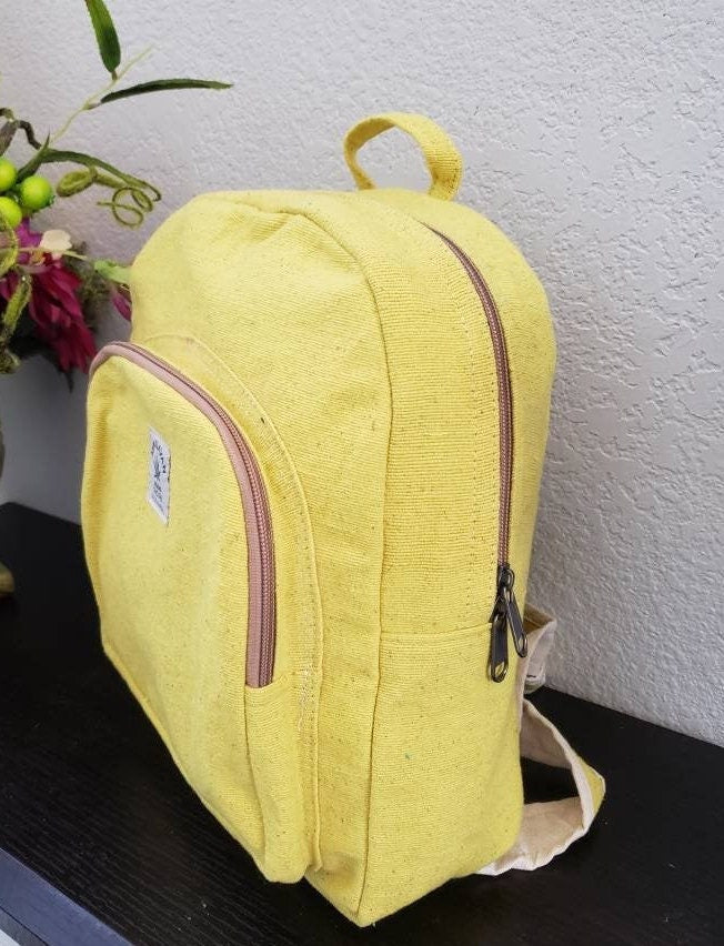 Namaste Yellow Natural Unisex Handmade Organic Eco Friendly Backpack