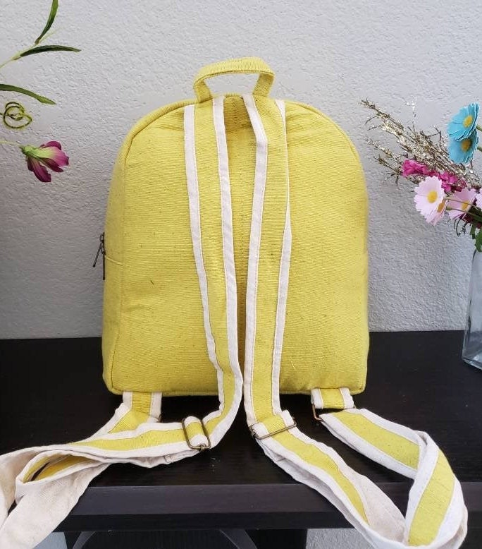 Namaste Yellow Natural Unisex Handmade Organic Eco Friendly Backpack