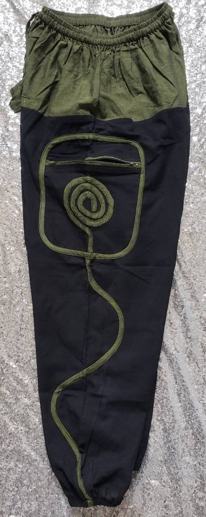 Namaste Fashionable Unisex Multicolor Handmade Hippie Green Black Cotton Hippy Boho Comfy Baggy Festival Nepalese Yoga Pants Harem Trouser
