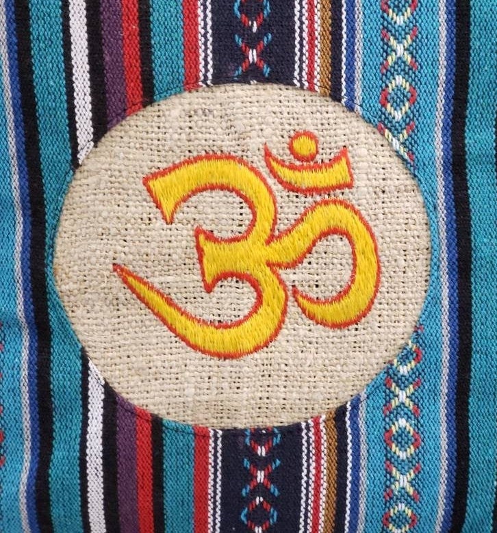 Namaste Colorful OM Mantra Embroidery Natural Unisex Gheri Handmade Organic Eco Friendly Backpack