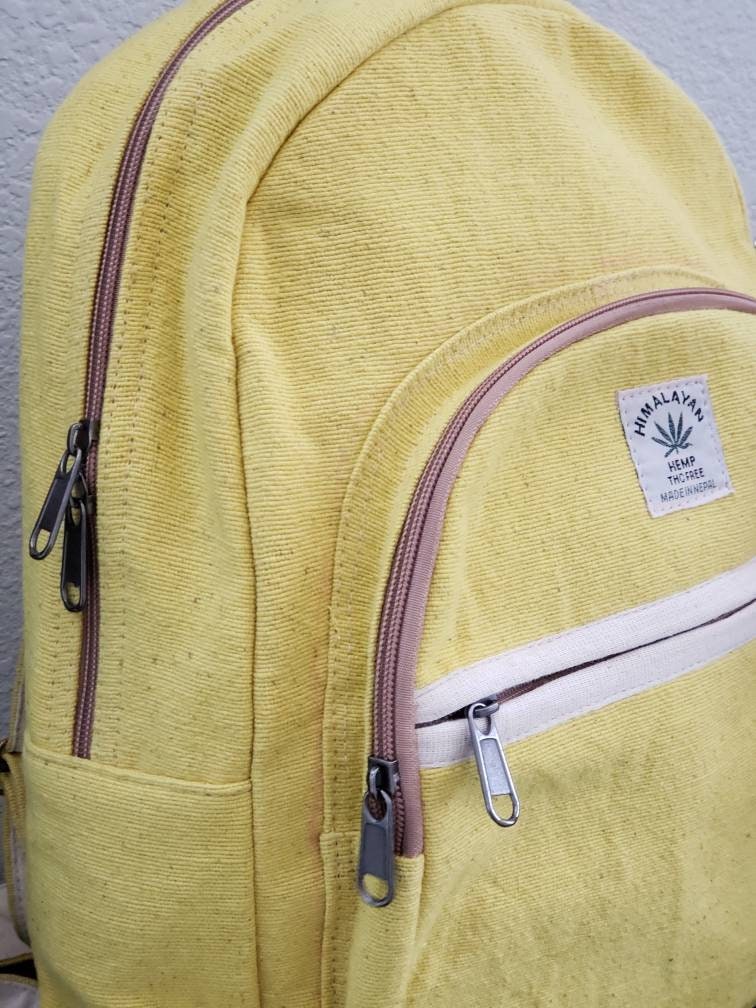 Namaste Fashionable Unisex Yellow Natural Handmade Organic Vegan Eco-Friendly Backpack