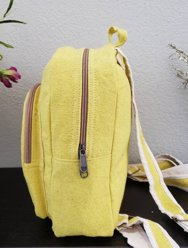 Namaste Yellow Natural Unisex Handmade Organic Eco Friendly Backpack