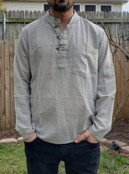 Namaste Holiday Unisex Plain Handmade Nepalese 100% Cotton Organic Top/Kurta RN.