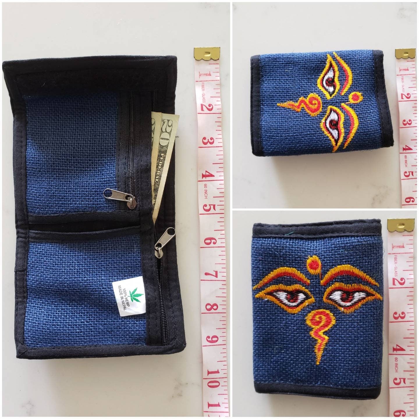 Organic Hemp Natural Eco-Friendly Nepalese Handmade Unisex Embroidery Colorful Gheri Durable Wallet/Purse