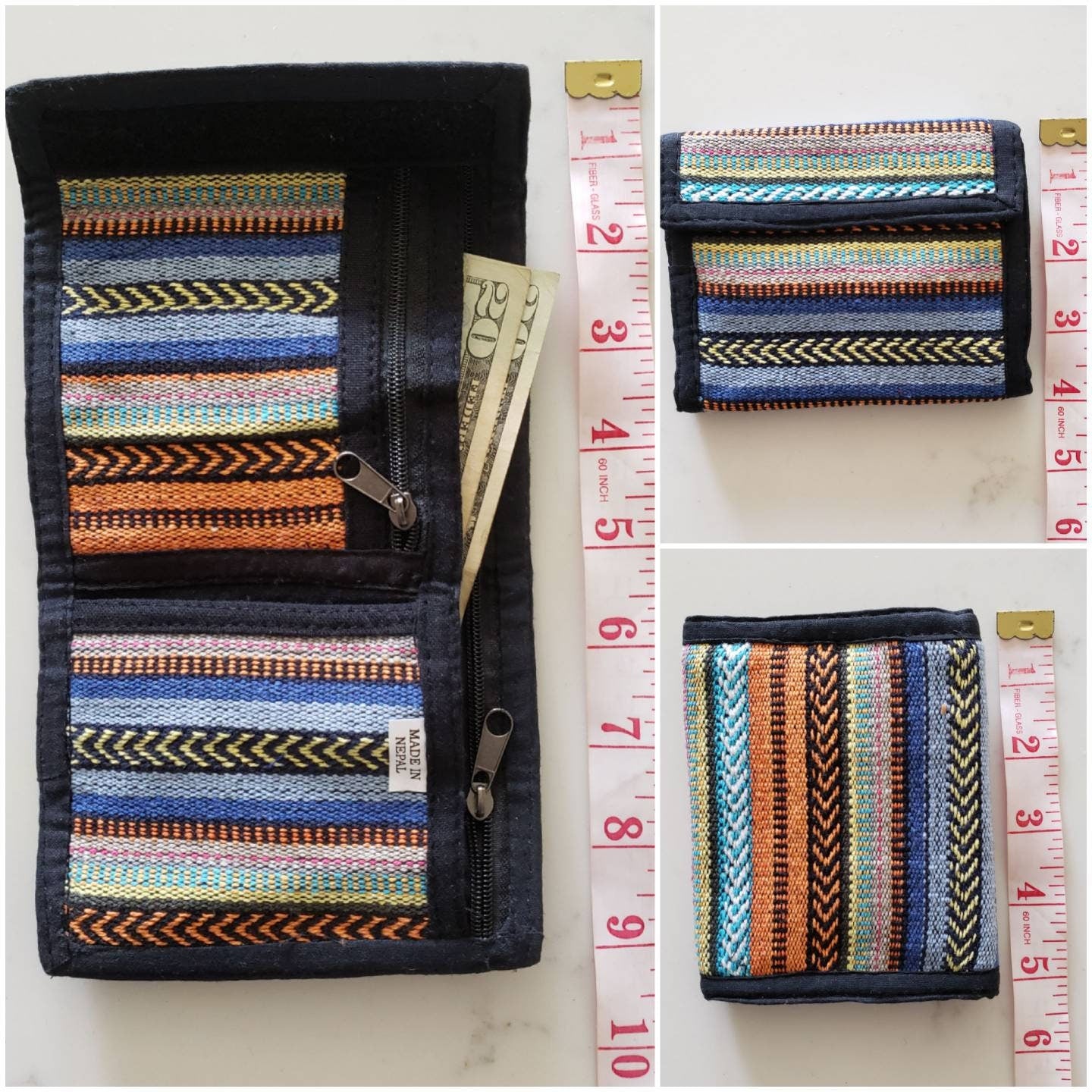 Organic Natural Eco-Friendly Nepalese Handmade Unisex Embroidery Colorful Gheri Durable Wallet/Purse