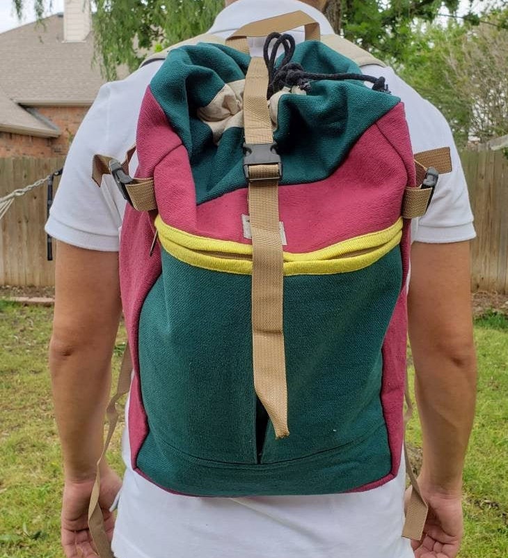 Namaste Fashionable Unisex Multicolor Natural Handmade Organic Vegan Eco-Friendly Cotton Drawstring Backpack
