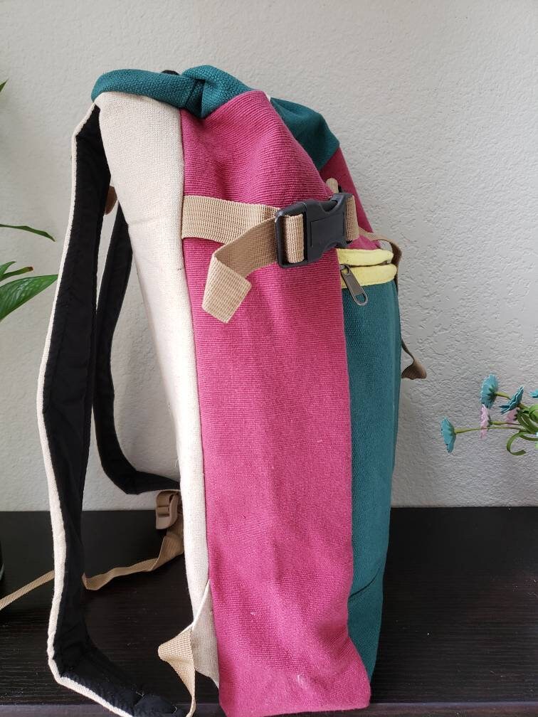 Namaste Fashionable Unisex Multicolor Natural Handmade Organic Vegan Eco-Friendly Cotton Drawstring Backpack