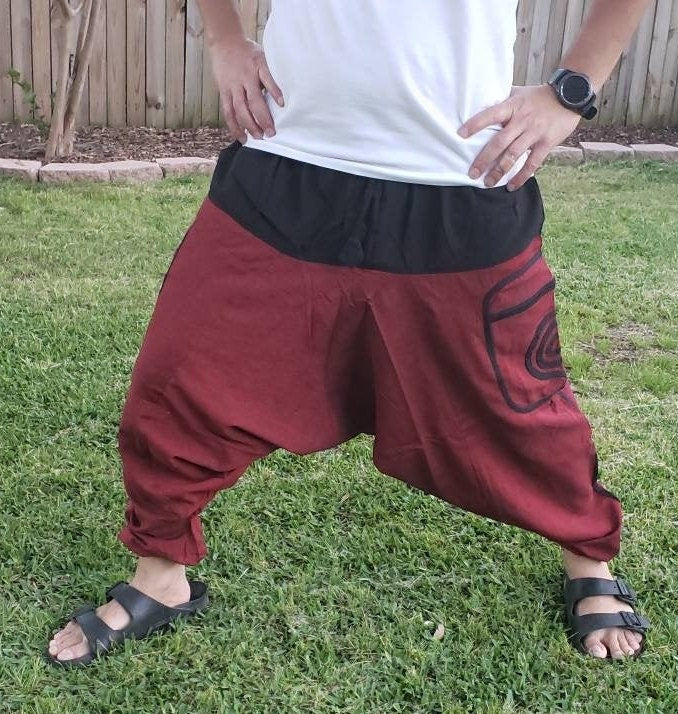 Namaste Fashionable Unisex Multicolor Handmade Hippie Red Black Cotton Hippy Boho Comfy Baggy Festival Nepalese Yoga Pants Harem Trouser