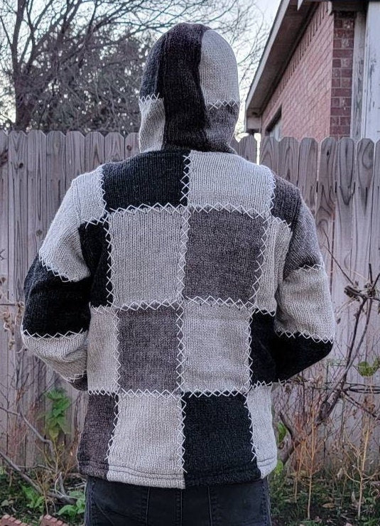 Namaste Handmade Fleece Lined Winter Unisex Thick Natural Patch and Colorful Patch Vibrant Warm Pure Woolen Double Layered Jacket.