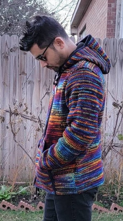 Namaste Handmade Fleece Lined Winter Unisex Thick Festive Color Vibrant Warm Pure Woolen Double Layered Jacket.