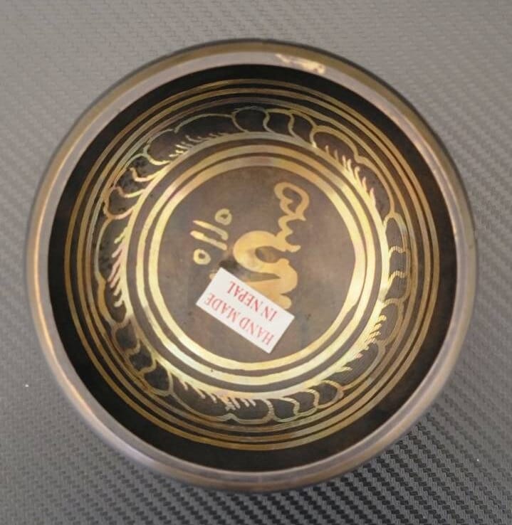 Namaste Hand etched with Om Mani Padme Hum mantra Singing Bowl with Mallet
