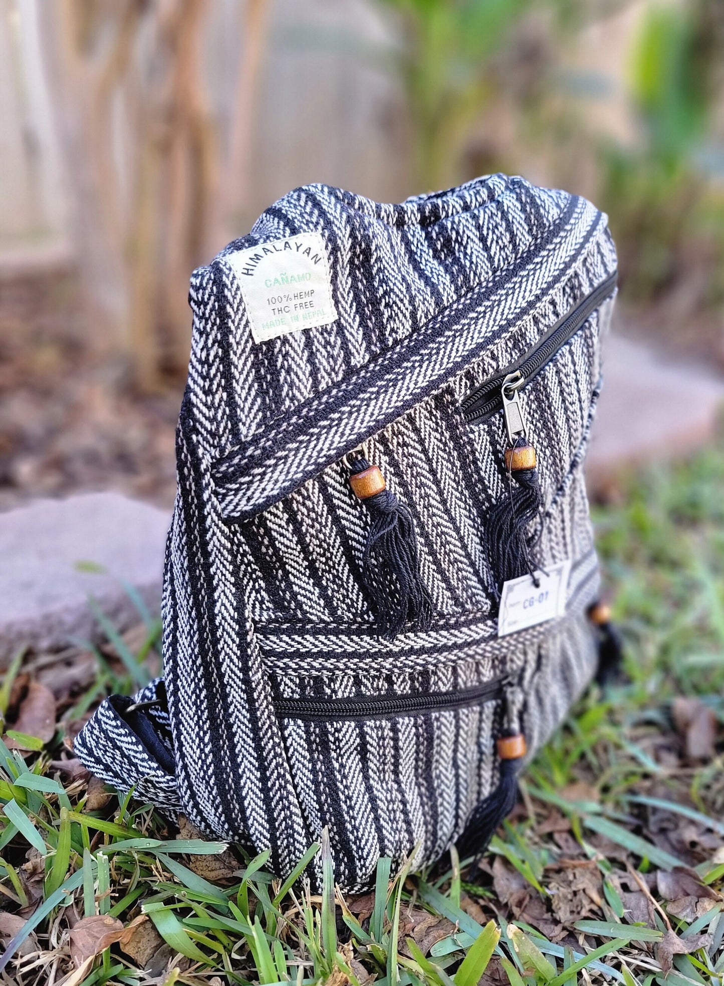 Namaste Fashionable Unisex Multicolor Natural Hemp Handmade Organic Vegan Eco-Friendly Backpack.