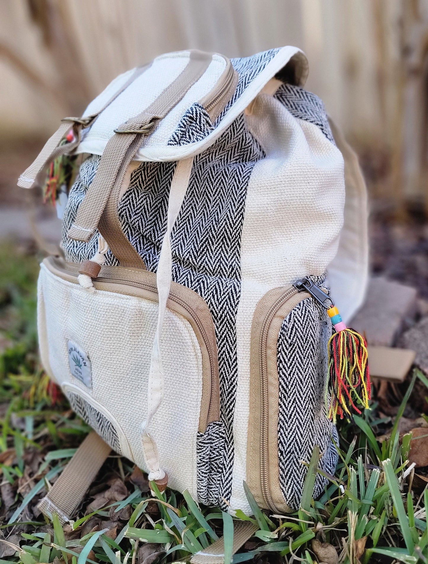 Namaste Natural Hemp Fashionable Nepali Unisex Handmade Organic Vegan Eco-Friendly Backpack.
