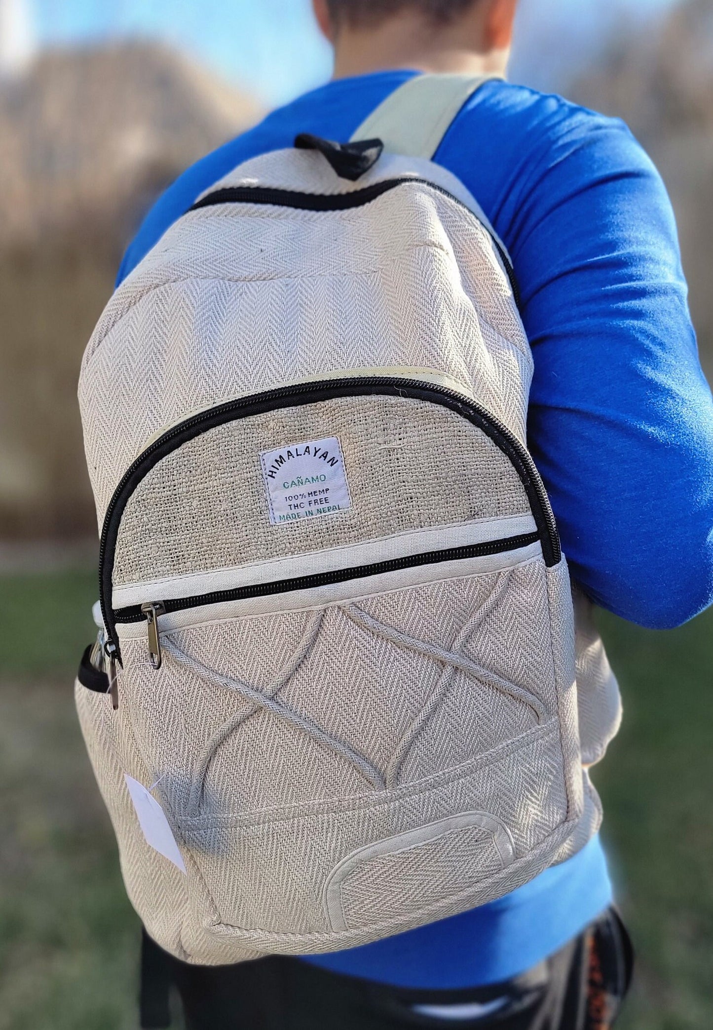 Namaste Natural Hemp Fashionable Nepali Unisex Handmade Organic Vegan Eco-Friendly Backpack.
