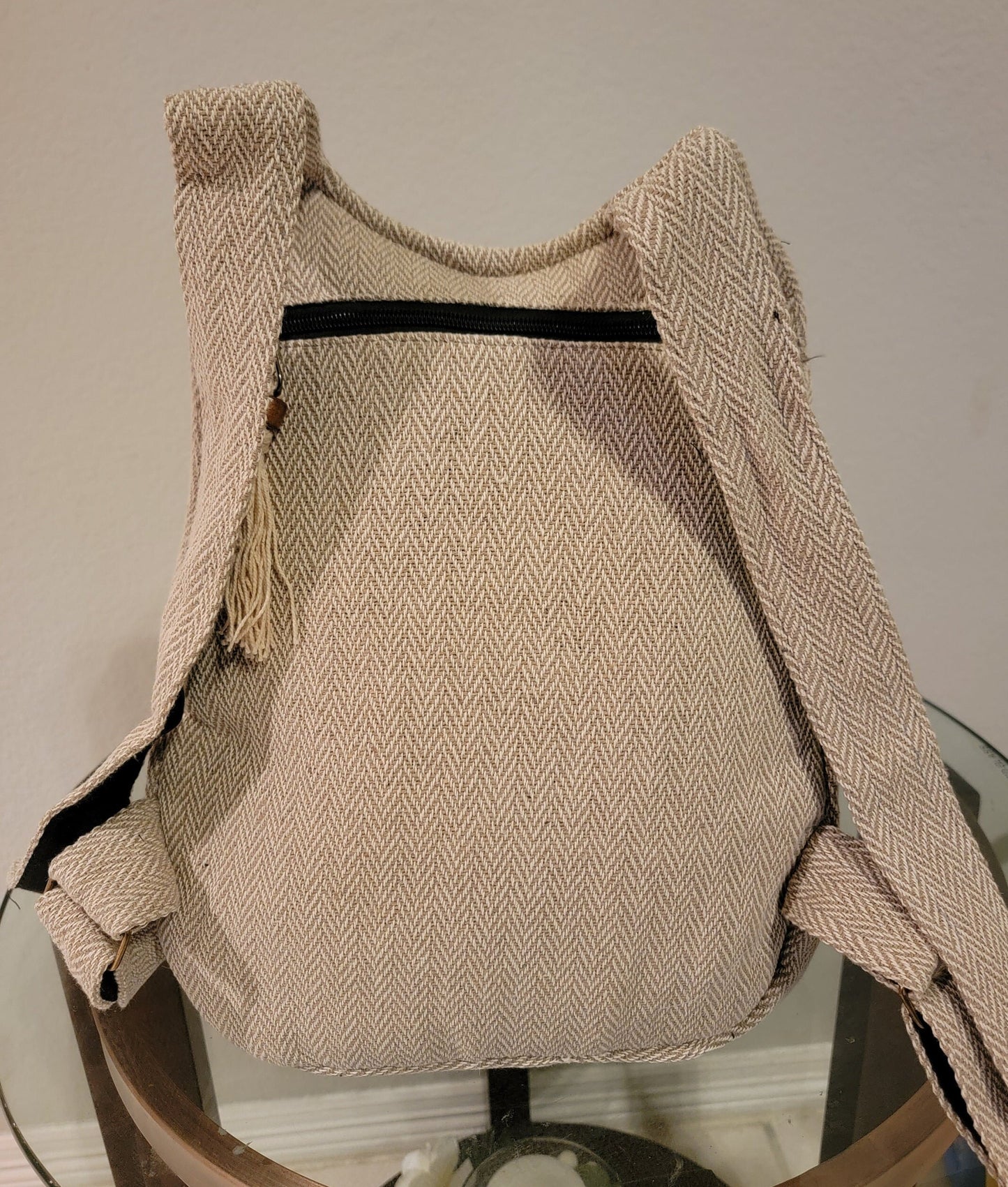 Namaste Fashionable Unisex Multicolor Natural Hemp Handmade Organic Vegan Eco-Friendly Backpack.