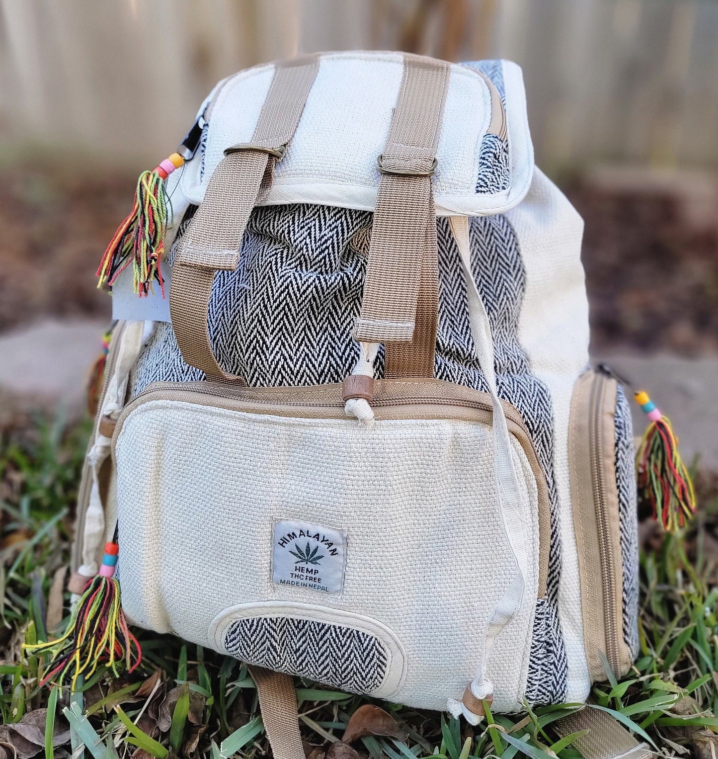 Namaste Natural Hemp Fashionable Nepali Unisex Handmade Organic Vegan Eco-Friendly Backpack.