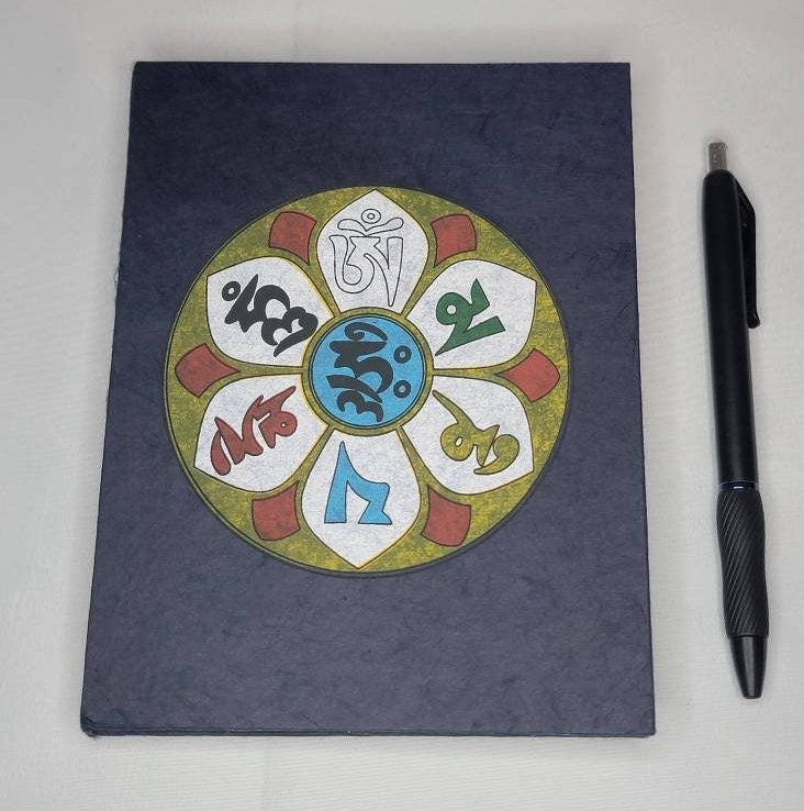 Namaste Eco Friendly Cover Unlined Natural Organic Handmade in Nepal Lokta Paper Om Mani Padme Hum Journal Notebook