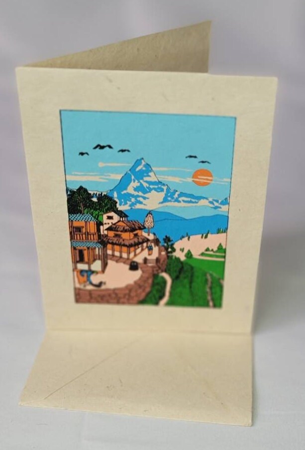 Namaste Eco Friendly Lokta Handmade Nepalese Paper Durable Organic Natural Greeting Card for all purposes