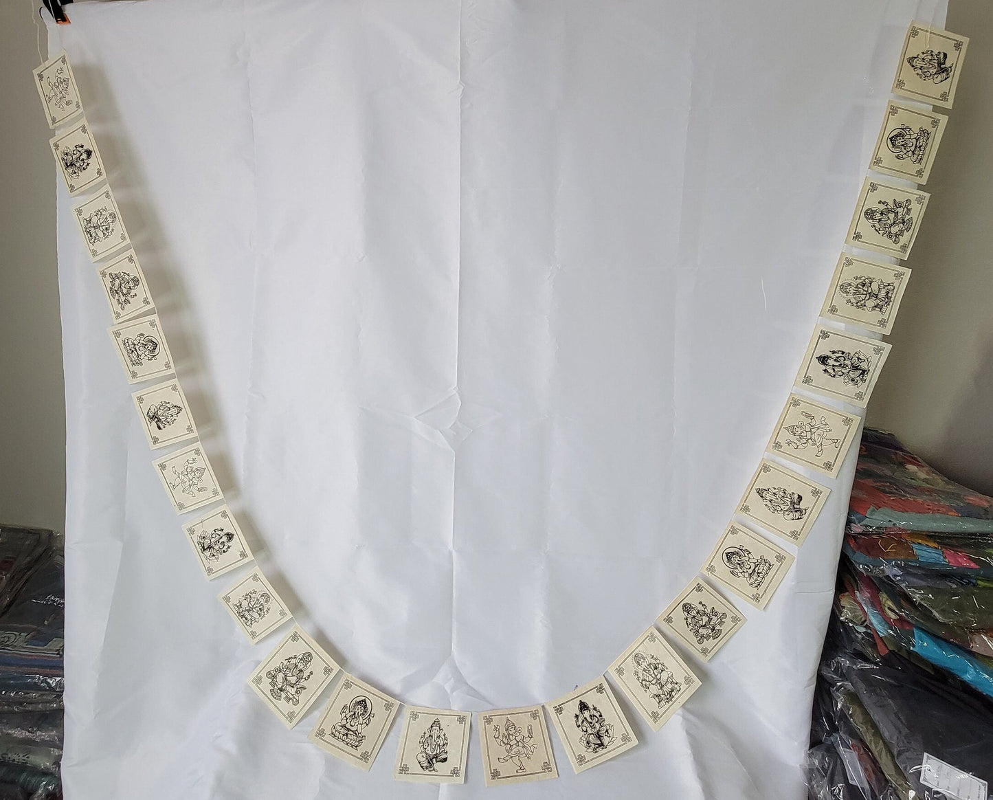 Sacred Handmade Lokta (Nepalese Paper) Geometry Rainbow Ganesh Horse Buddhist Healing Meditational Yoga Positive Energy Prayer Flag