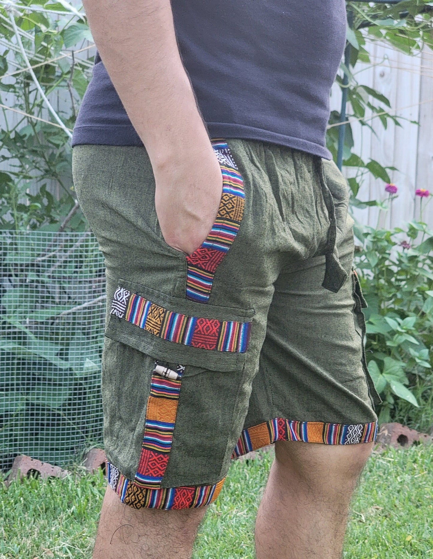 Namaste Cotton with Gheri Drawstring Elastic Shorts