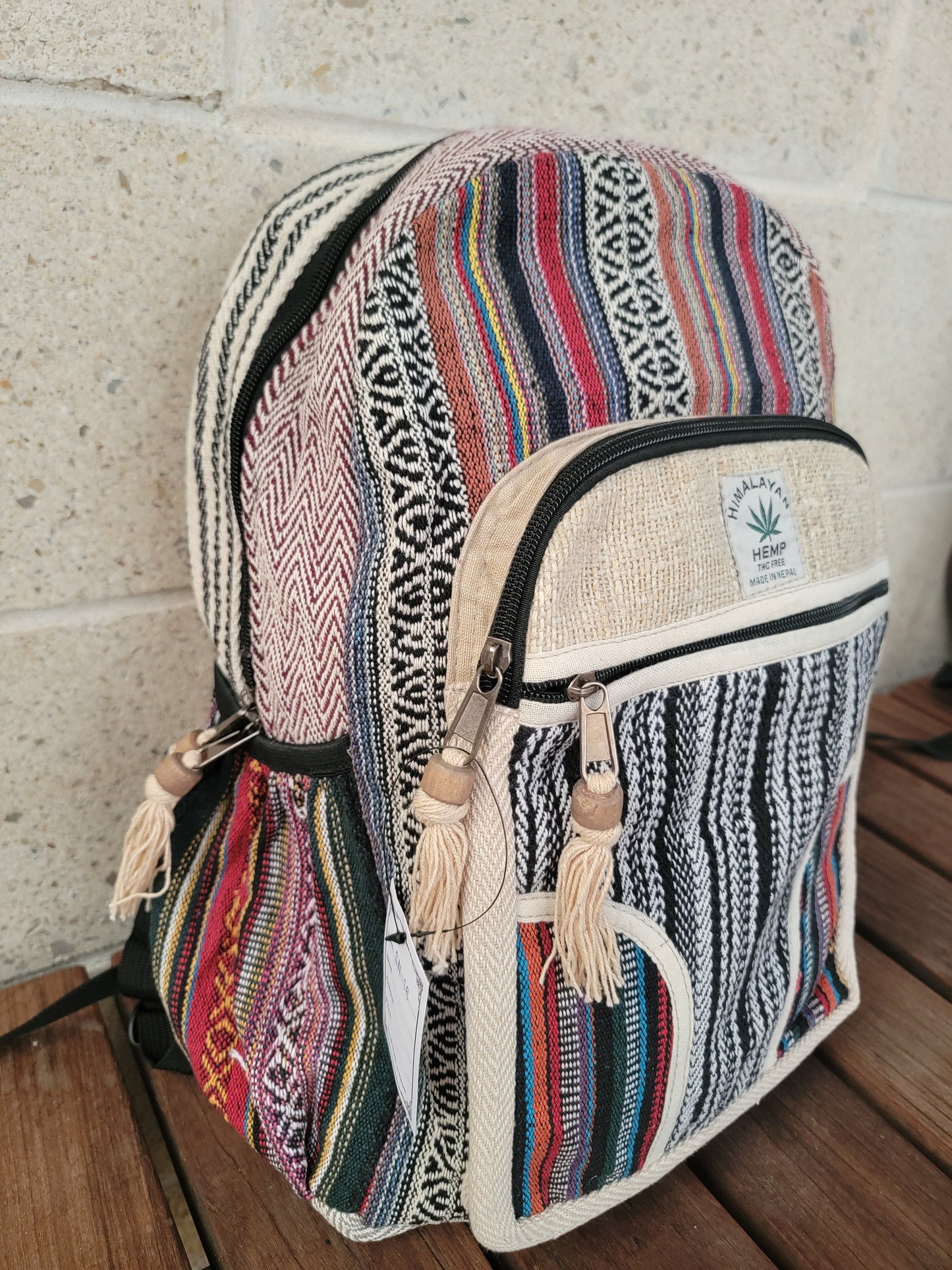 Namaste Natural Hemp Fashionable Nepali Unisex Handmade Organic Vegan Eco-Friendly Backpack.