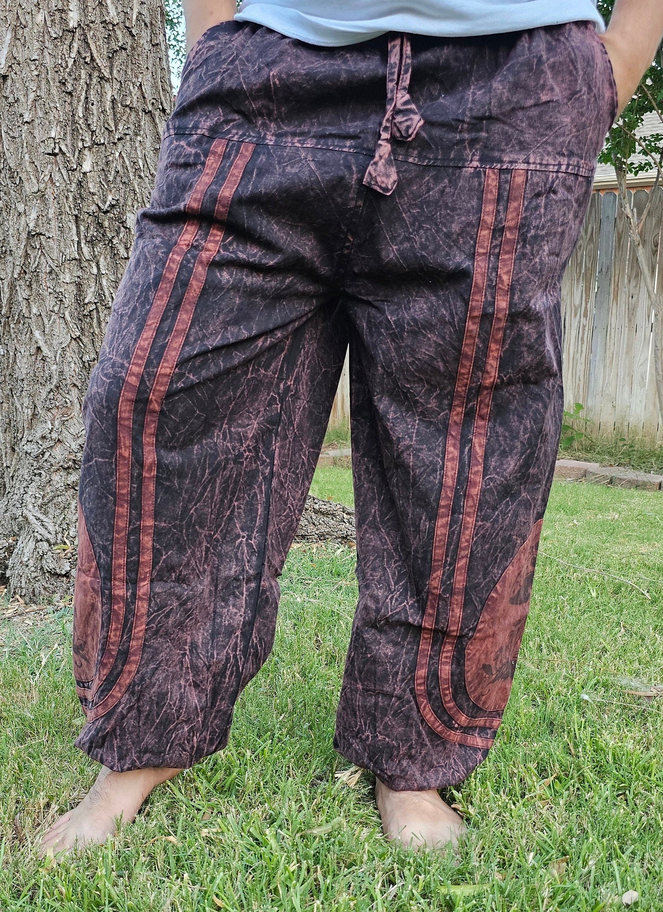 Namaste Mushroom Print Stonewashed Fashionable Unisex Multicolor Handmade Colorful Cotton Nepalese Trouser Pant