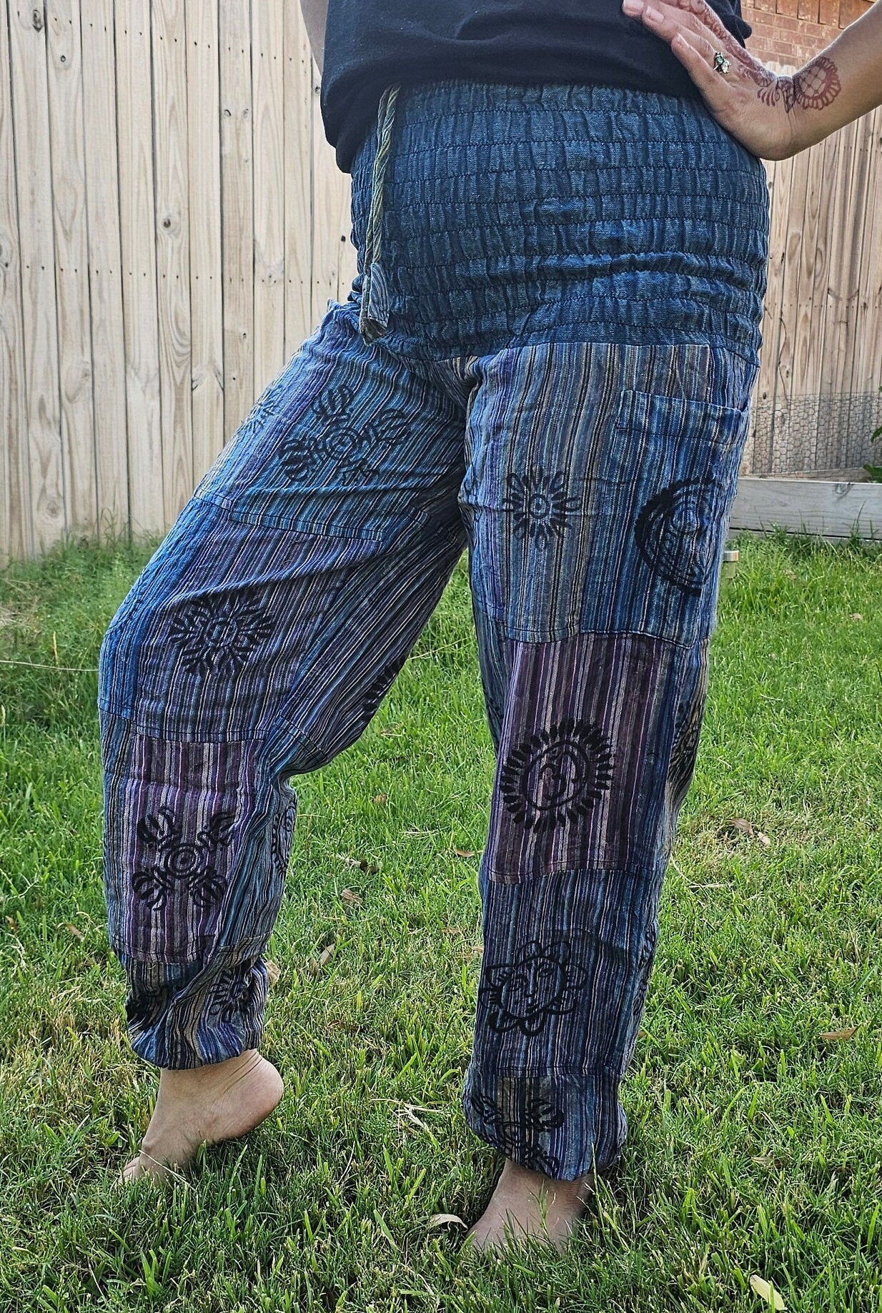 Namaste Fashionable Unisex Multicolor Handmade Hippie Patchwork Print Cotton Boho Comfy Festival Stonewashed Yoga Pants Colorful Trouser