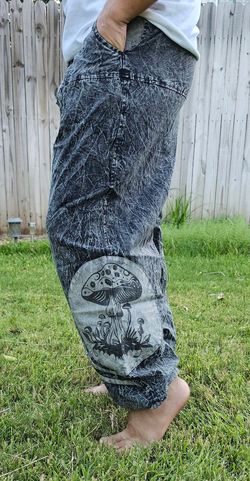 Namaste Mushroom Print Stonewashed Fashionable Unisex Multicolor Handmade Colorful Cotton Nepalese Trouser Pant