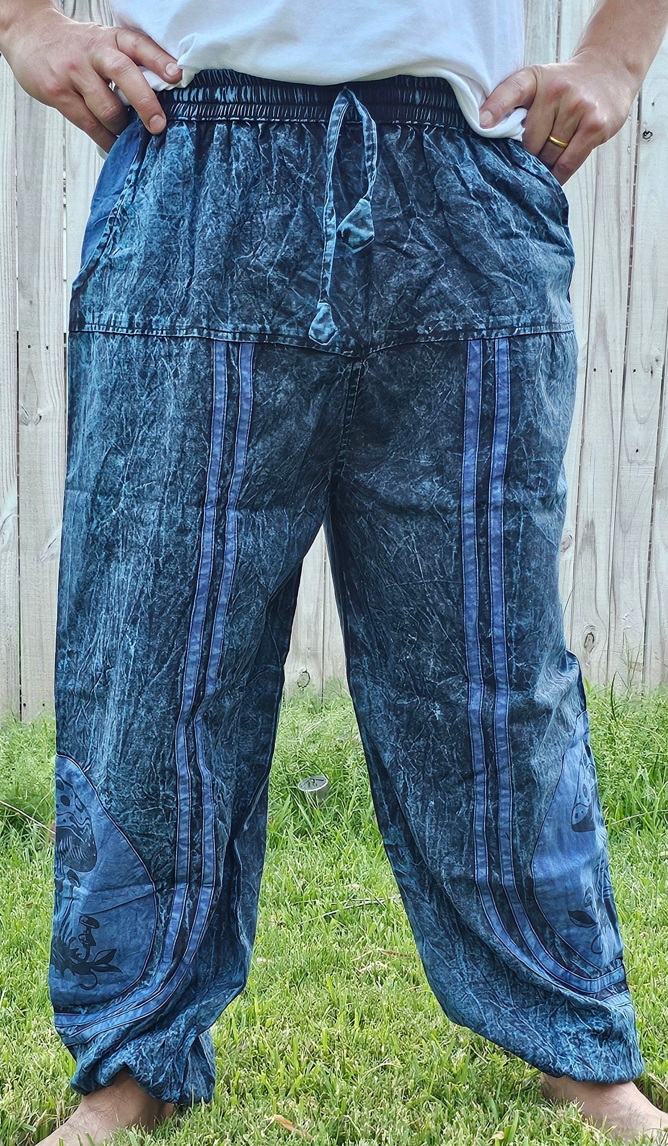 Namaste Mushroom Print Stonewashed Fashionable Unisex Multicolor Handmade Colorful Cotton Nepalese Trouser Pant