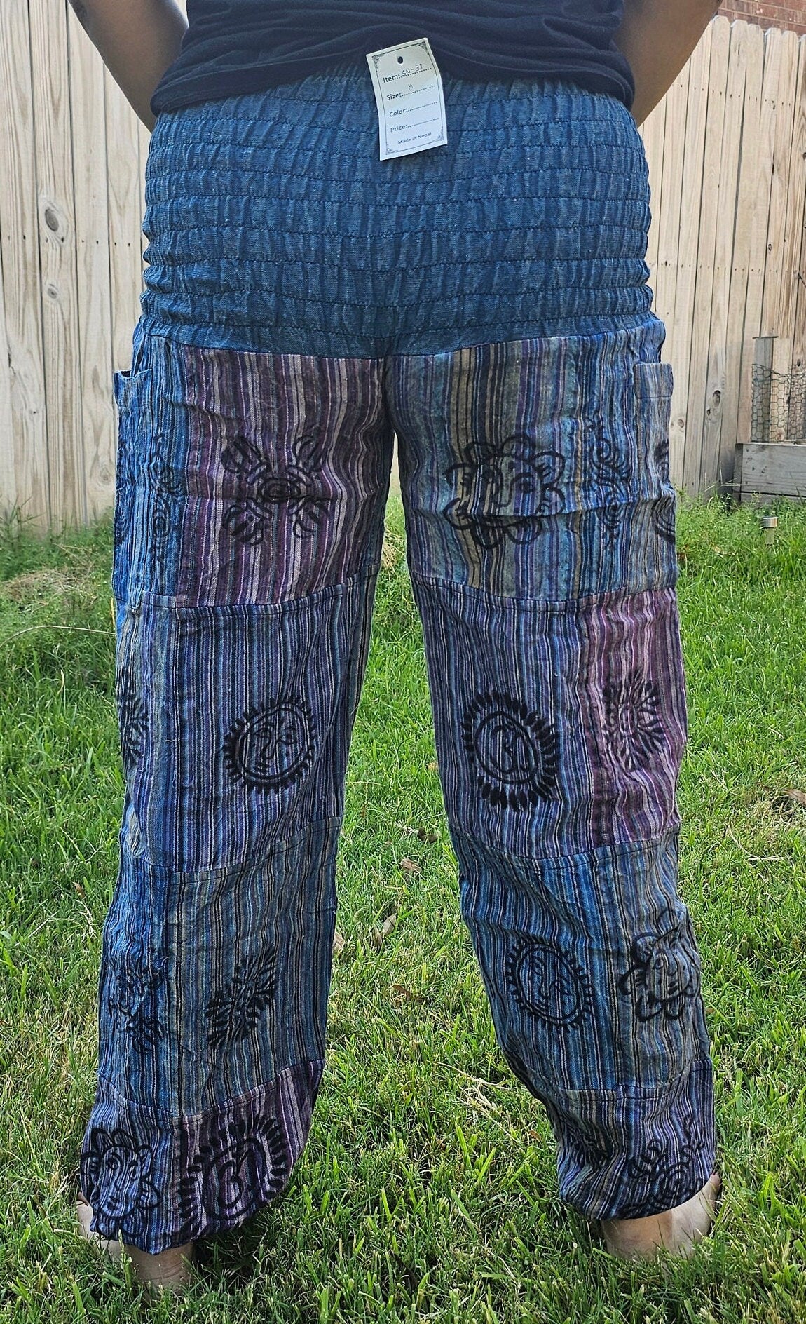 Namaste Fashionable Unisex Multicolor Handmade Hippie Patchwork Print Cotton Boho Comfy Festival Stonewashed Yoga Pants Colorful Trouser