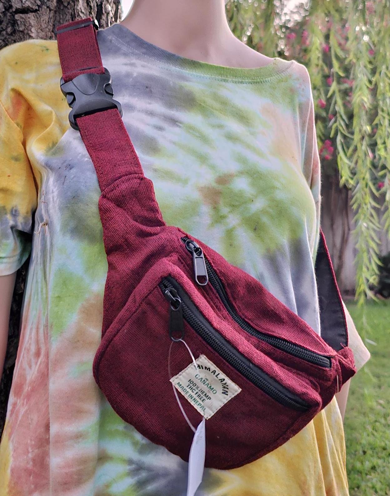 Namaste Natural Hemp & Cotton Yellow Green Maroon Blue Color Trendy Funky Waist Belt Fanny pack