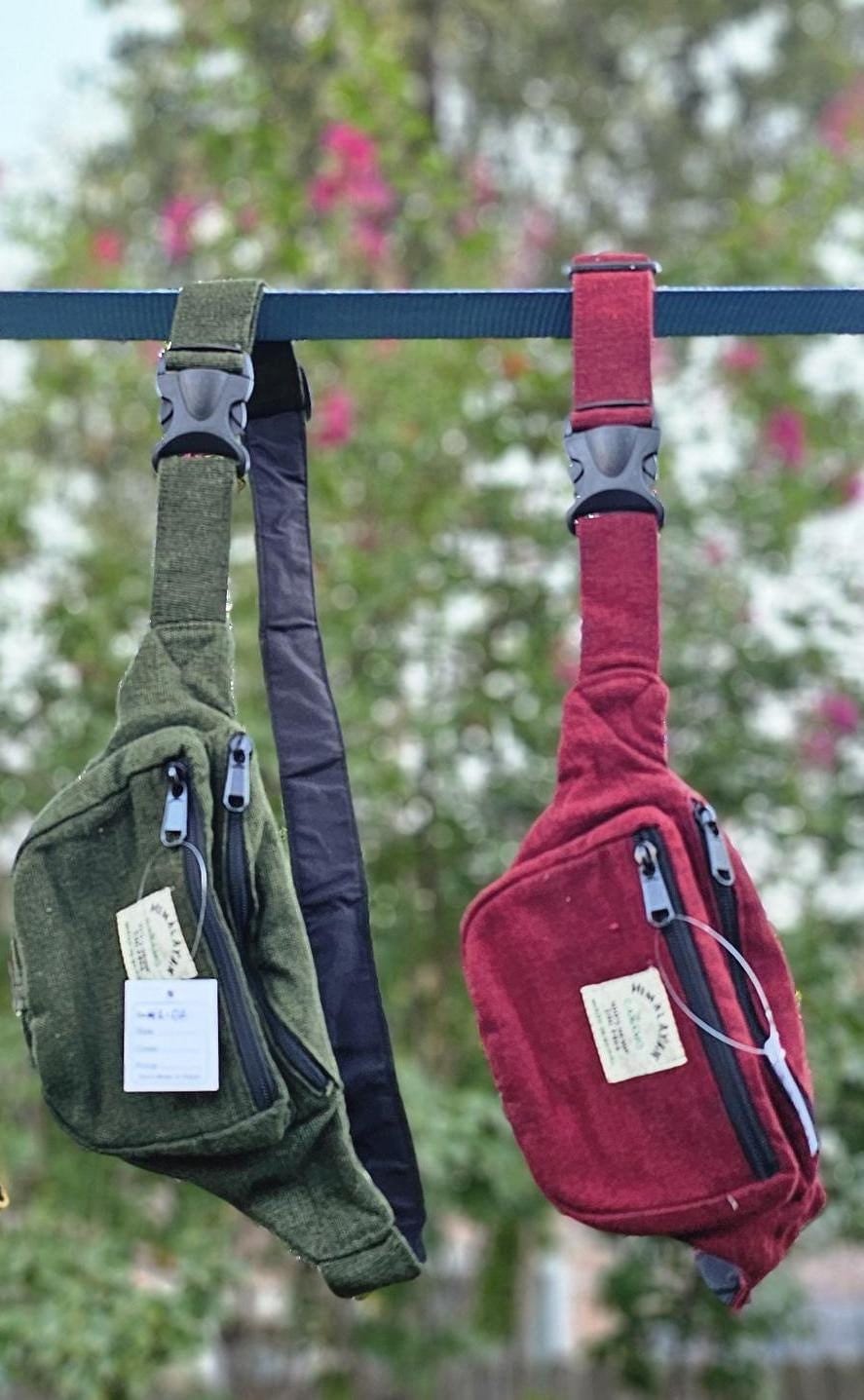 Namaste Natural Hemp & Cotton Yellow Green Maroon Blue Color Trendy Funky Waist Belt Fanny pack