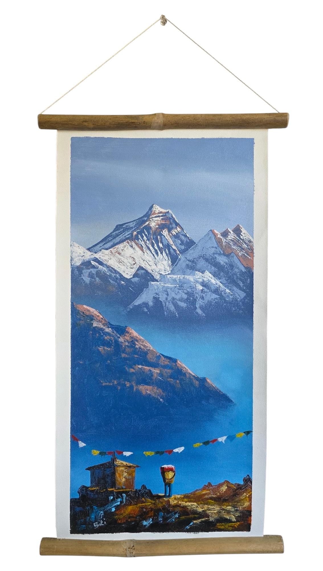Namaste Handmade Mountain Nepalese Village Authentic Hand-Painted Acrylic Wall hanging Artwork