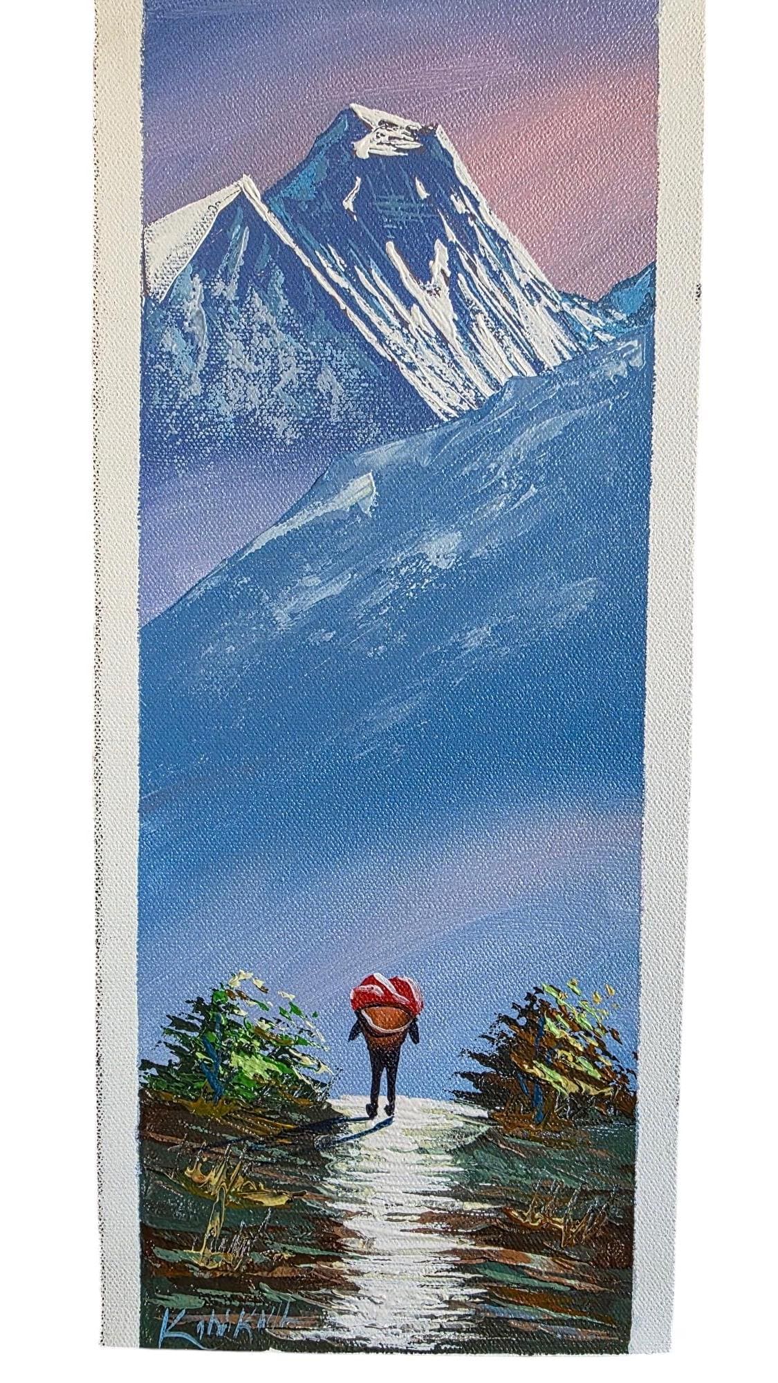 Namaste Handmade Mountain Nepalese Village Authentic Hand-Painted Acrylic Wall hanging Artwork