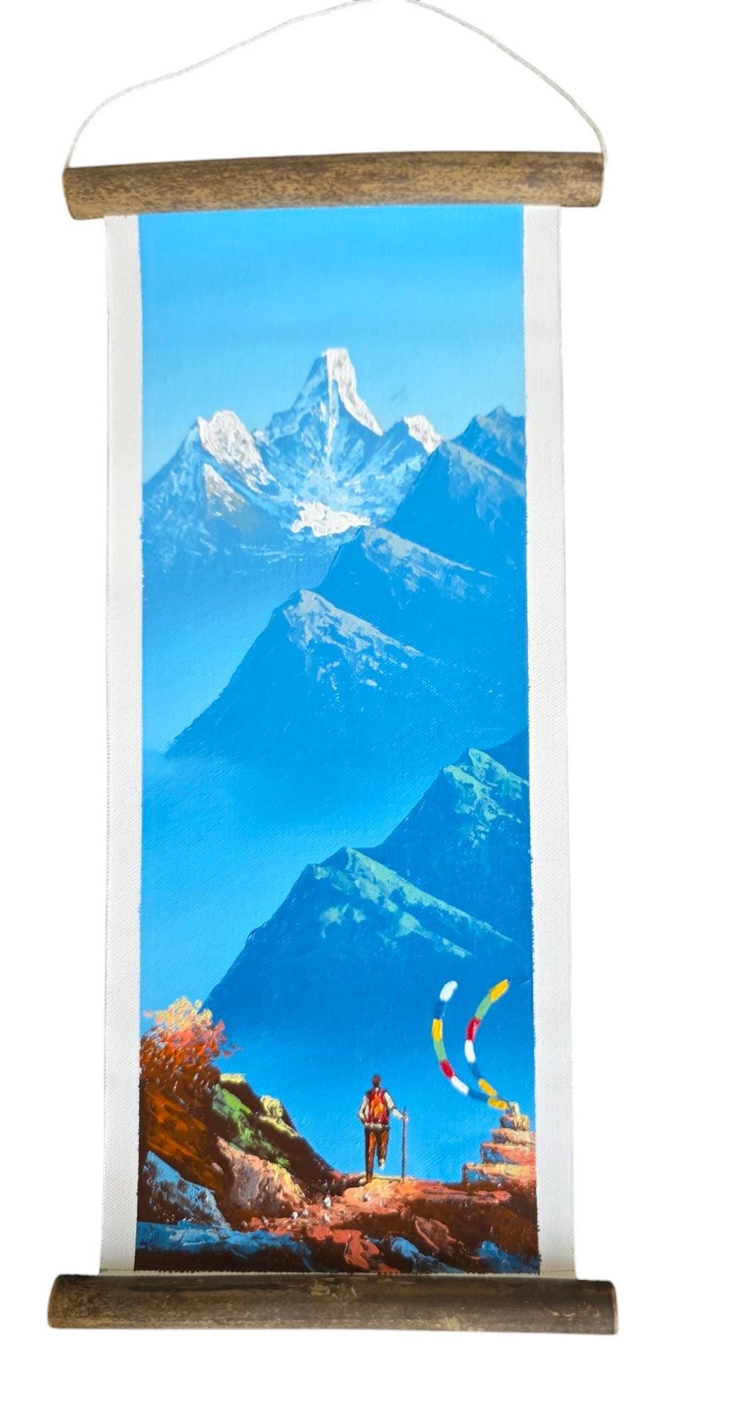 Namaste Handmade Mountain Nepalese Village Authentic Hand-Painted Acrylic Wall hanging Artwork