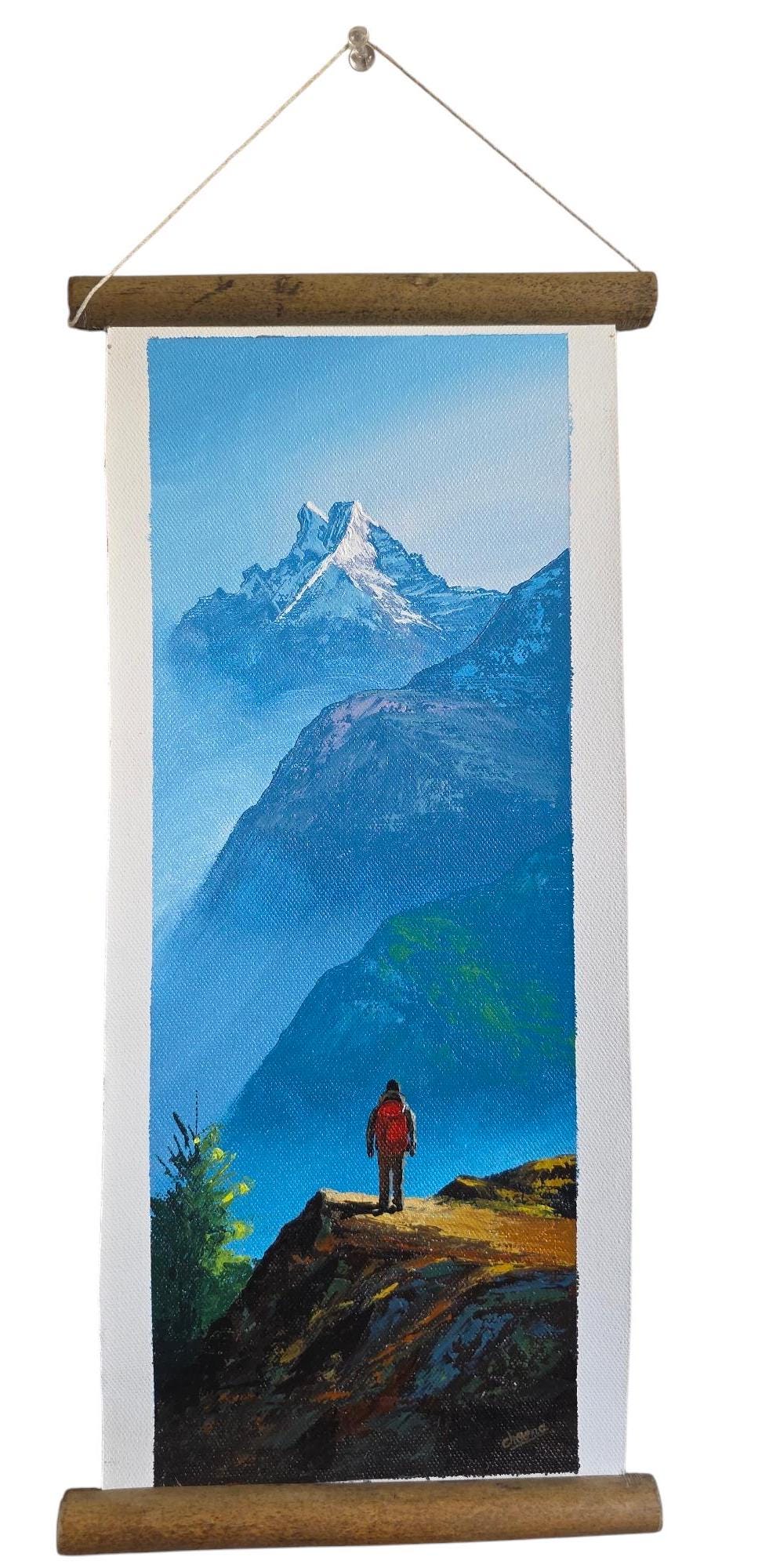 Namaste Handmade Mountain Nepalese Village Authentic Hand-Painted Acrylic Wall hanging Artwork