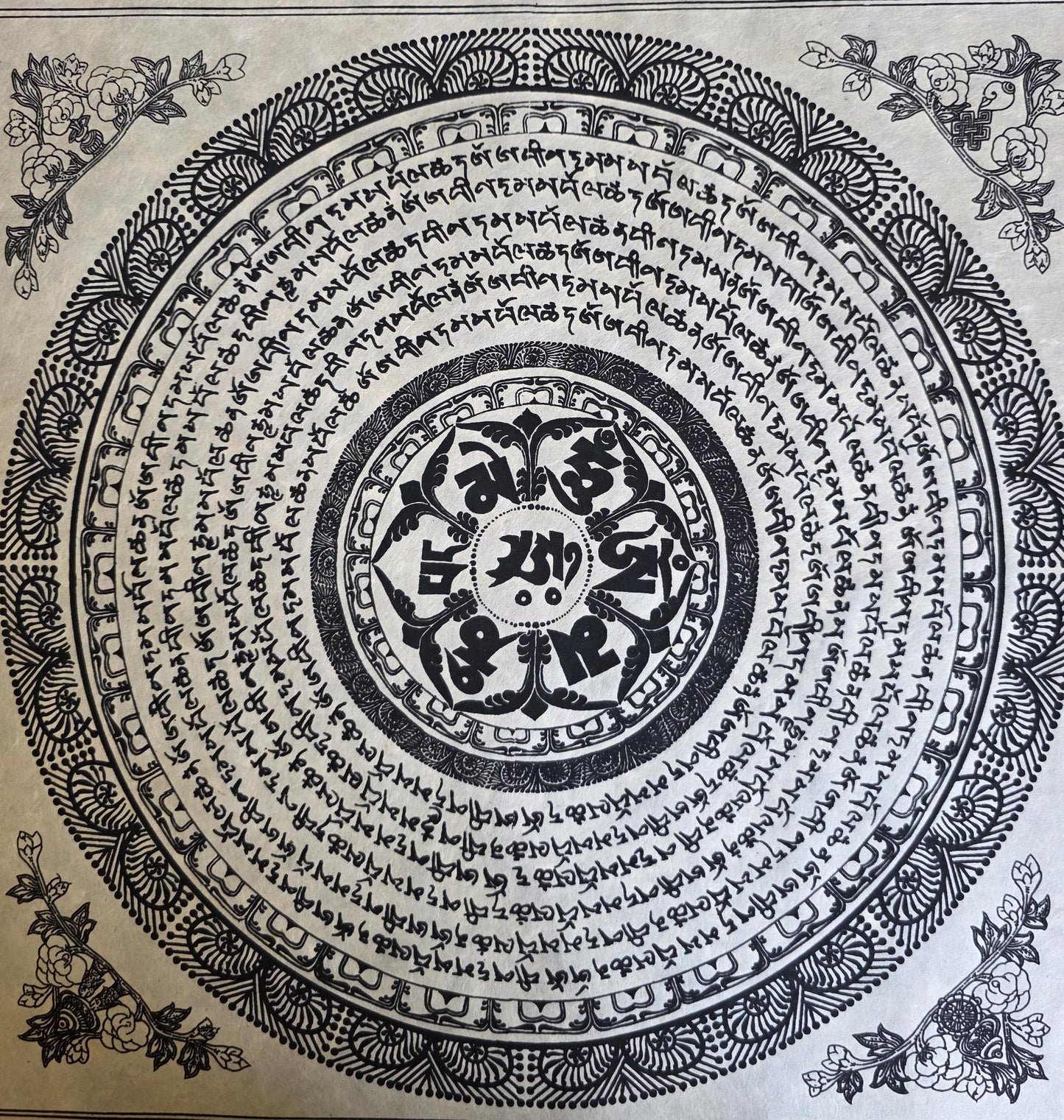 Lokta Prints of Sakyamuni Buddha, Wheels of Life, Kala Chakra, Mandala Art work Wall Hanging Crafts