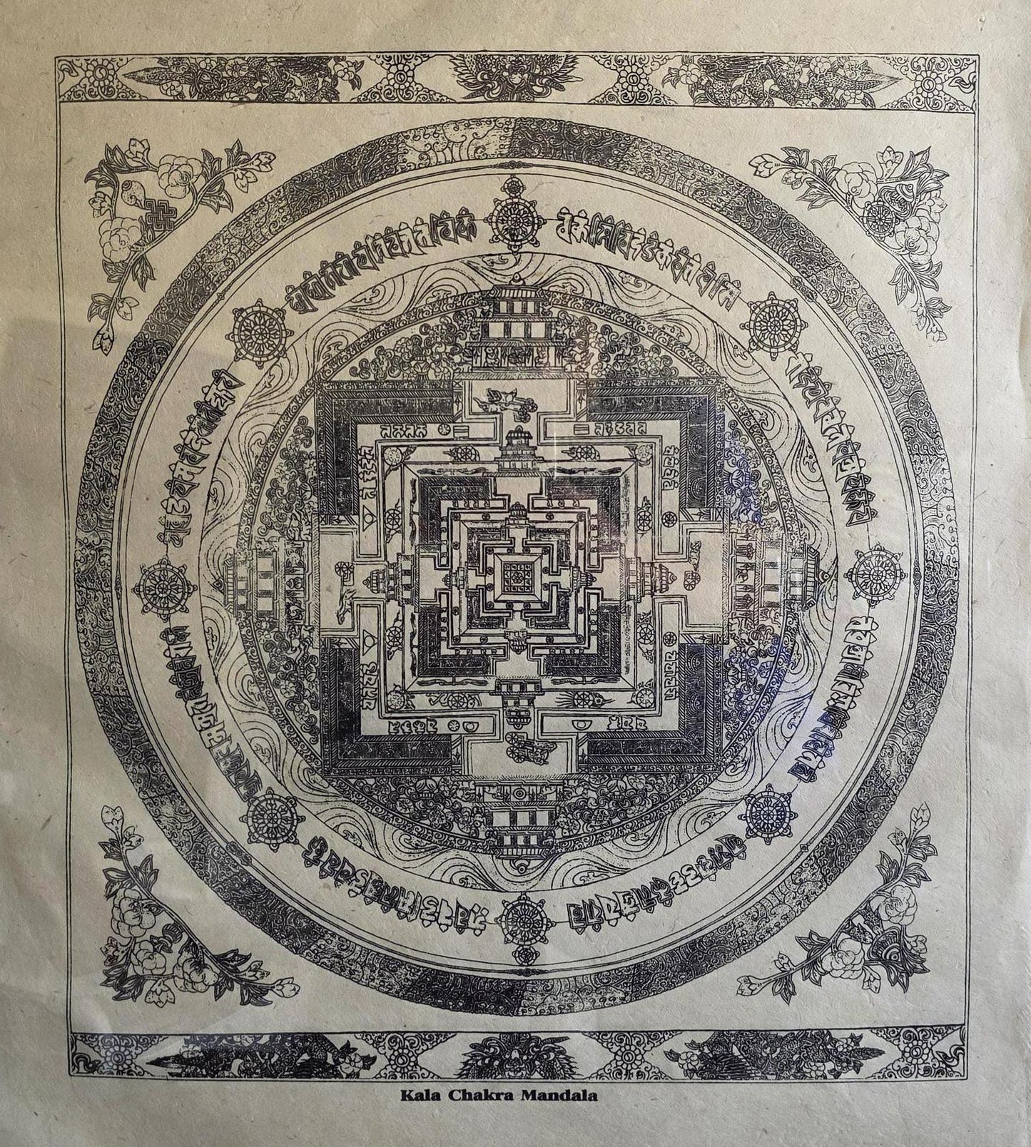 Lokta Prints of Sakyamuni Buddha, Wheels of Life, Kala Chakra, Mandala Art work Wall Hanging Crafts