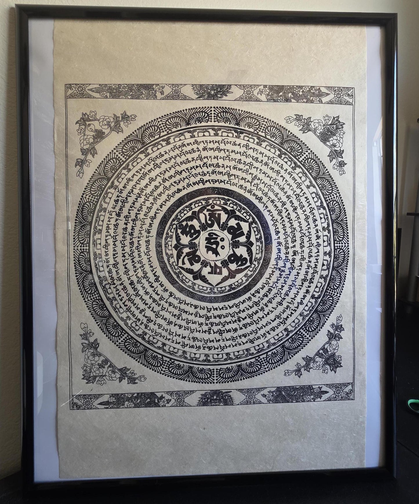 Lokta Prints of Sakyamuni Buddha, Wheels of Life, Kala Chakra, Mandala Art work Wall Hanging Crafts