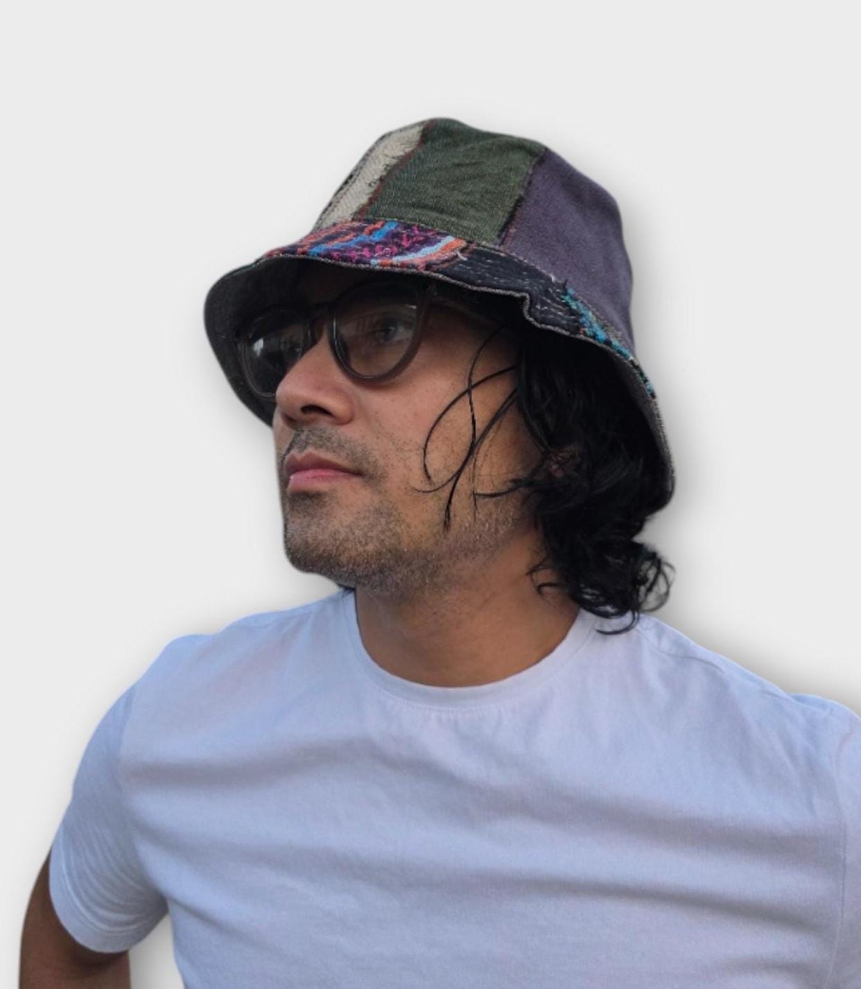 Namaste Fashionable Unisex Multicolor Handmade Flowers Hippie Durable Patchwork Eco-Friendly Organic Hemp Wire Rim Bucket Hat