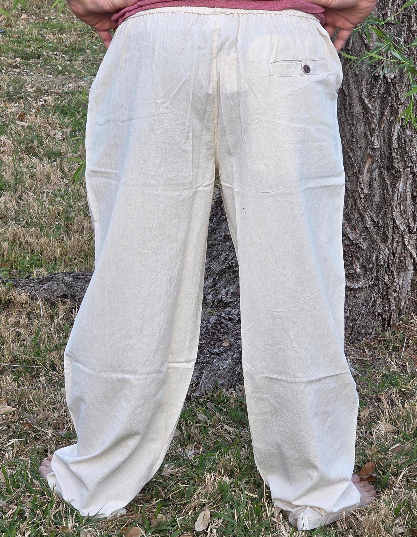 Unisex Fine Cotton Handmade Bohemian Comfortable Organic Natural Yoga Casual Plain Pants from Nepal