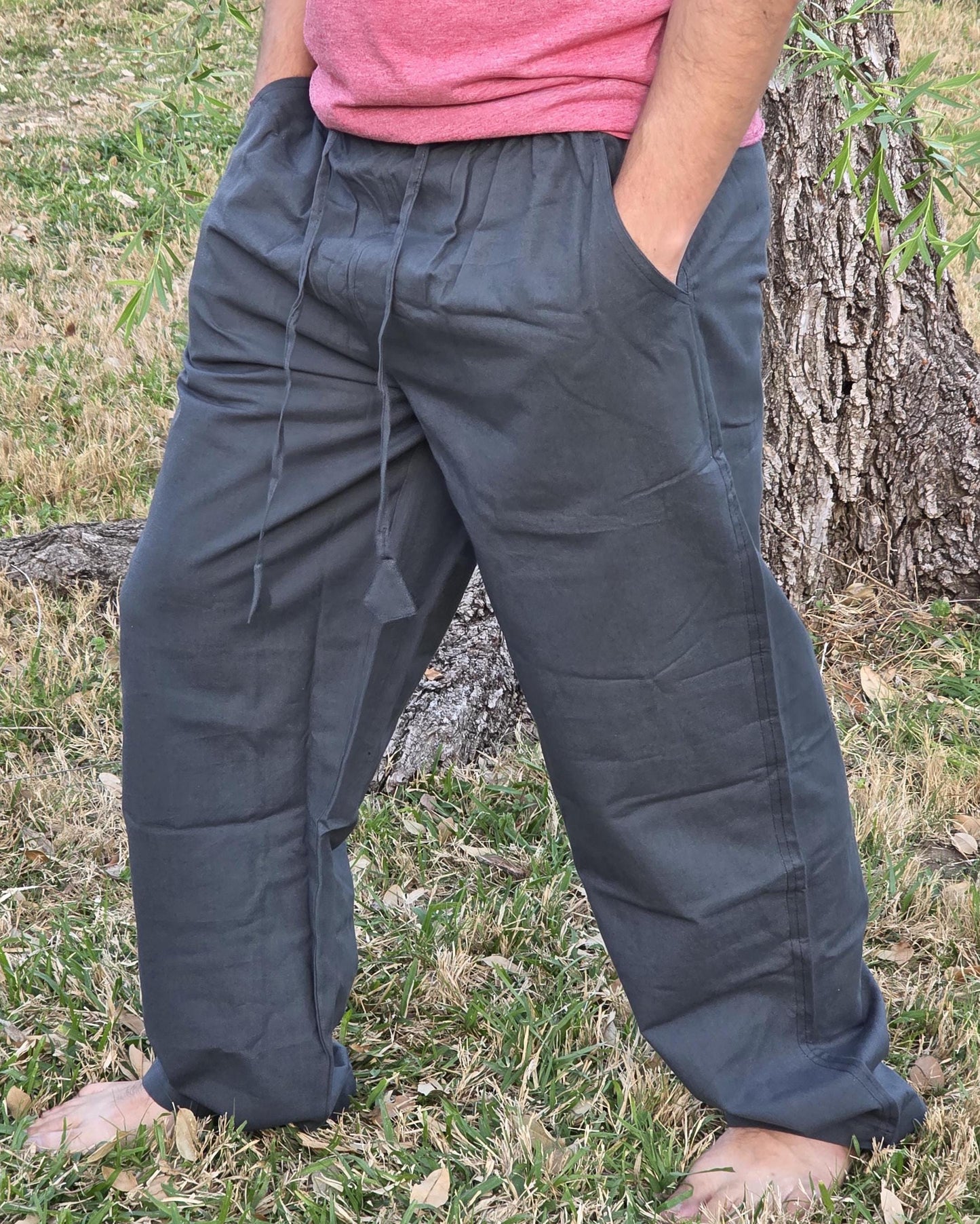 Unisex Fine Cotton Handmade Bohemian Comfortable Organic Natural Yoga Casual Plain Pants from Nepal