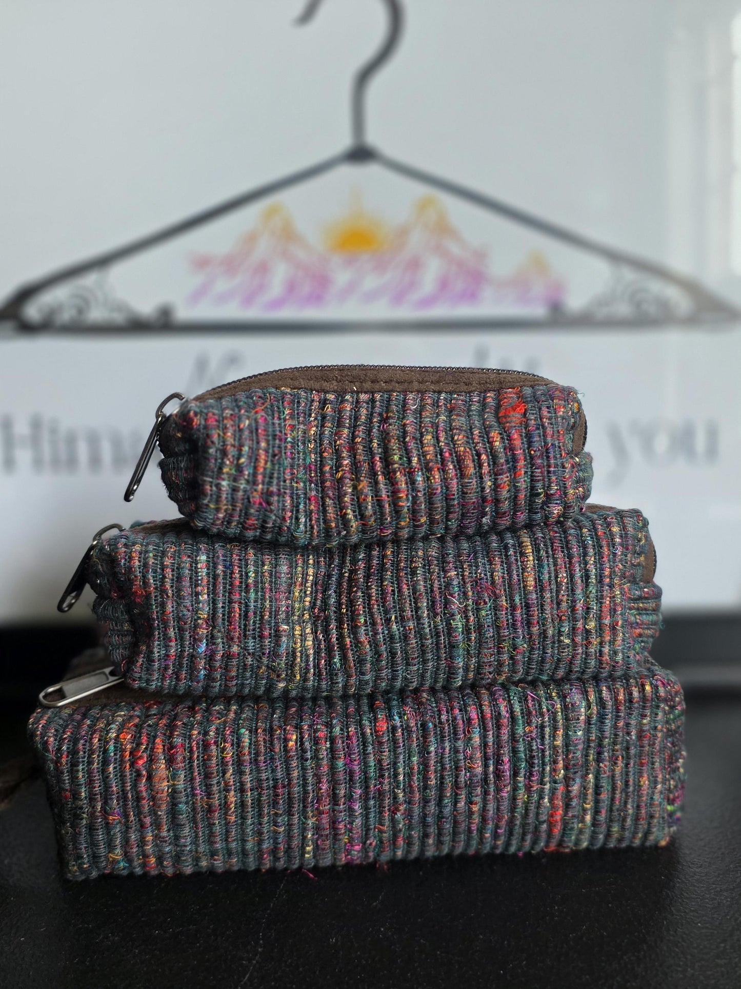 3 Piece Set Toiletry Organic Eco Friendly Handmade Colorful Hippy Pencil Case/Makeup Pouch Bag