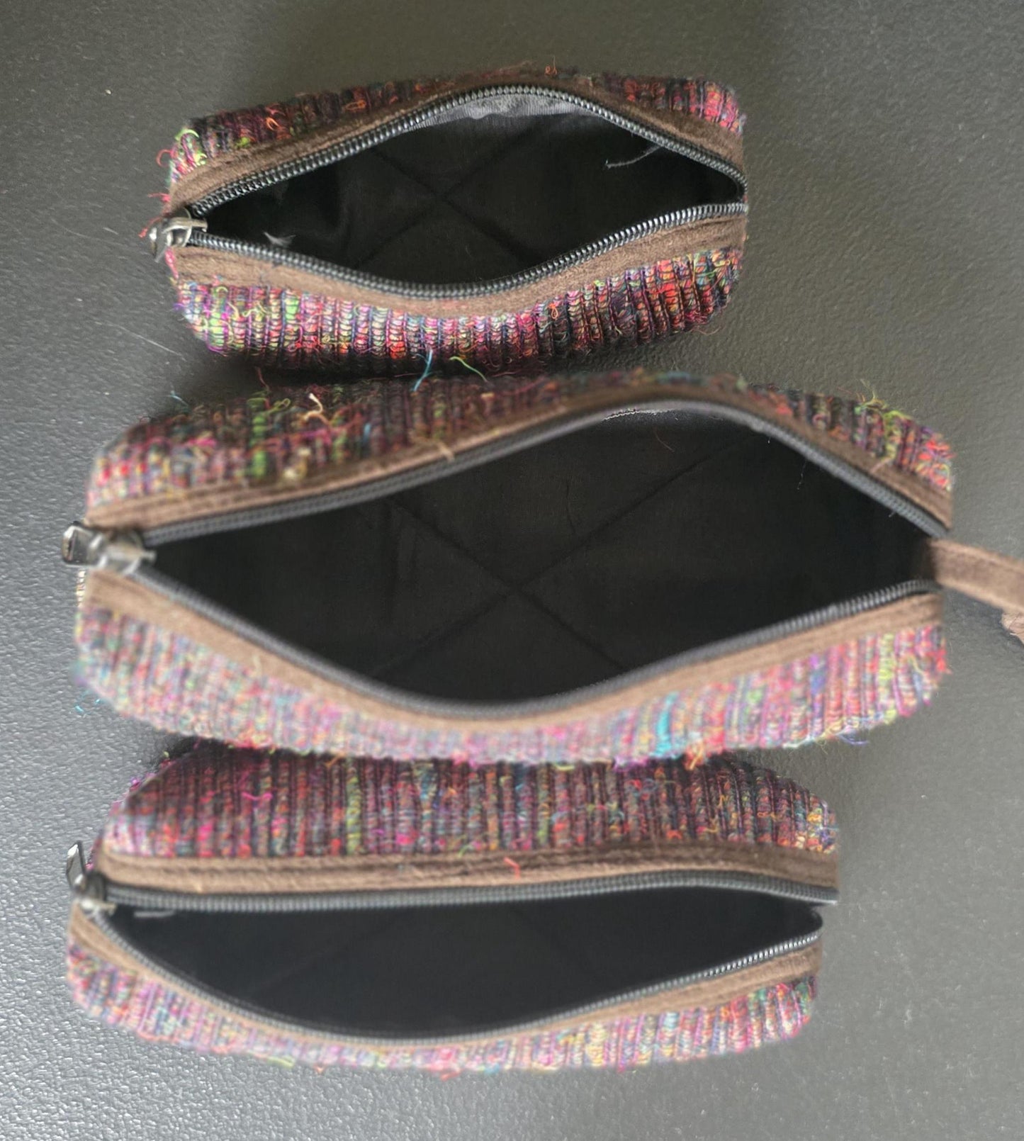 3 Piece Set Toiletry Organic Eco Friendly Handmade Colorful Hippy Pencil Case/Makeup Pouch Bag