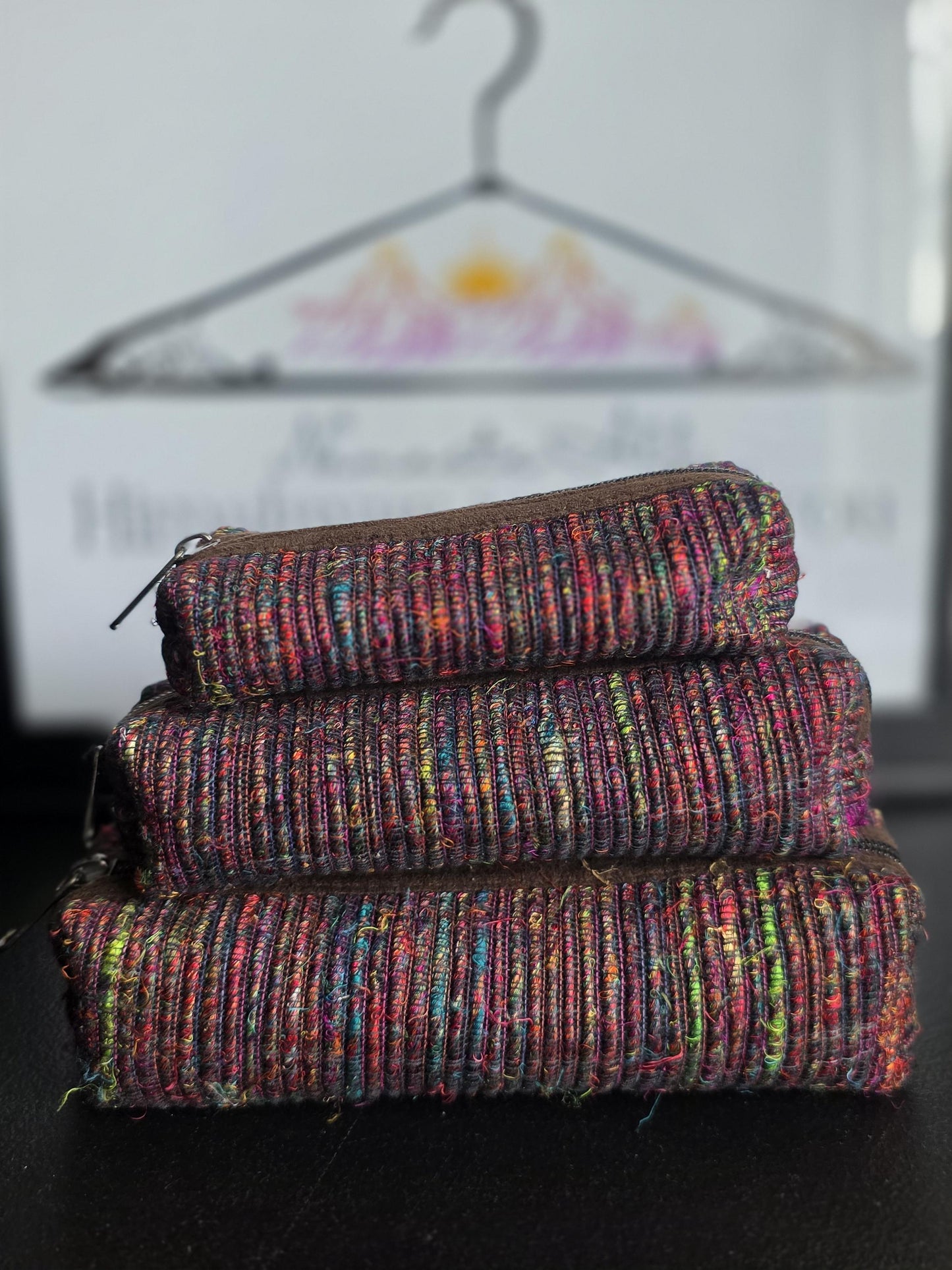 3 Piece Set Toiletry Organic Eco Friendly Handmade Colorful Hippy Pencil Case/Makeup Pouch Bag