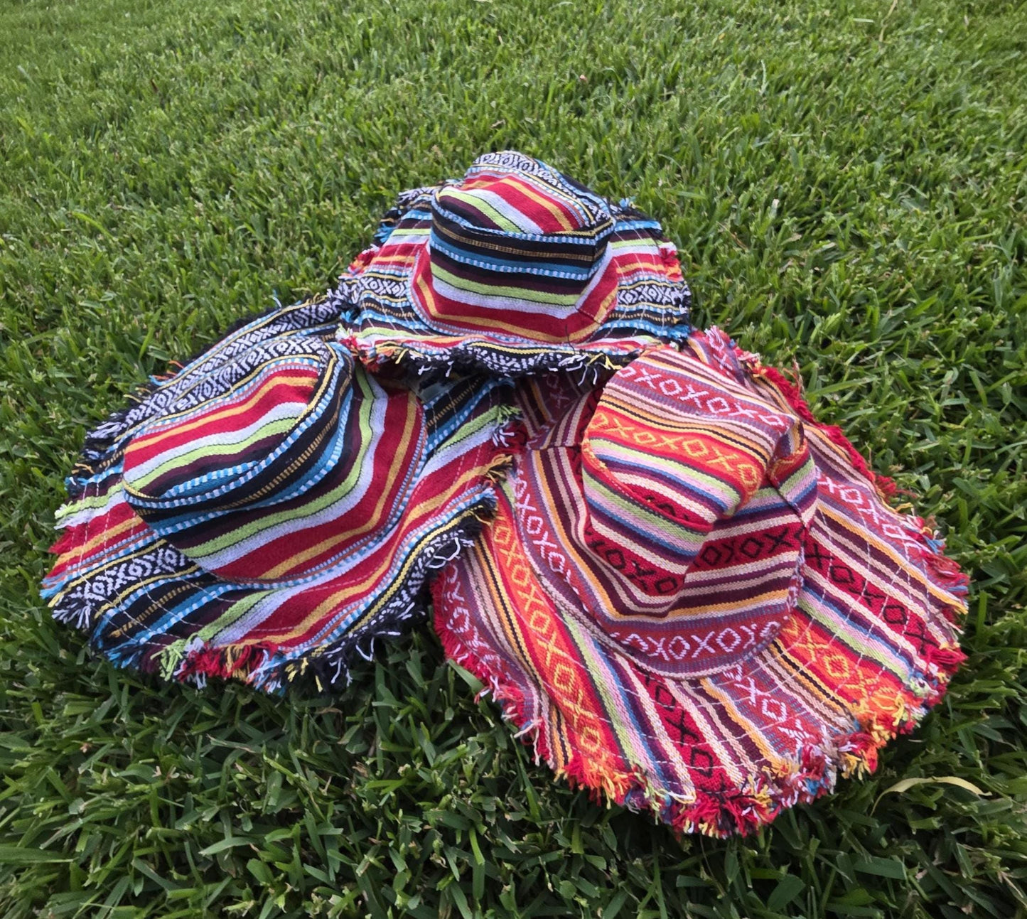 Namaste Fashionable Unisex Multicolor Handmade Flowers Hippie Durable Patchwork Eco-Friendly Organic Hemp Wire Rim Hat